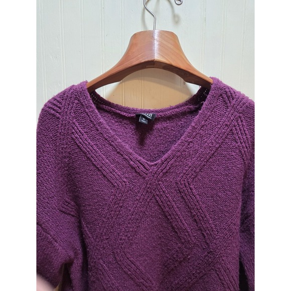 A.N.A Sweater Womens XL Purple Textured Knit Pullover Geometric Soft Cozy Warm - Picture 1 of 7